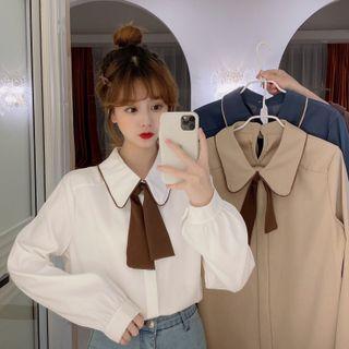 Tie-neck Shirt / Cropped Sweater Vest