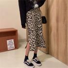 Leopard Print Midi Straight-fit Skirt Leopard - One Size