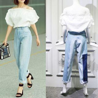Off-shoulder Top / Slim-fit Jeans