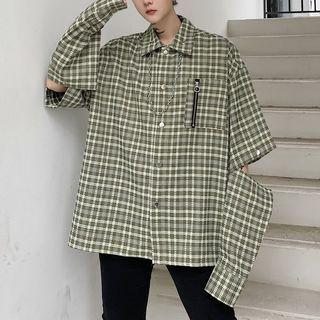 Detachable Long-sleeve Plaid Shirt