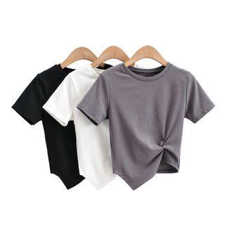 Short-sleeve Wrap Asymmetrical T-shirt