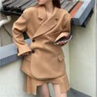 Asymmetrical Blazer / Pleated Mini A-line Skirt