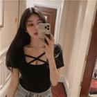 Short-sleeve Strappy Scoop-neck T-shirt