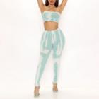 Set: Tie Dye Single-strap Cropped Camisole Top + Leggings