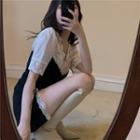 Lace V-neck Short-sleeve Top / Lace Sleeveless Dress