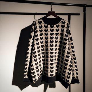 Heart Jacquard Oversize Sweater