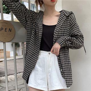 Hood Plaid Shirt Jacket