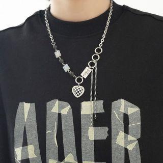 Heart Pendant Chain Necklace 1242 - Silver - One Size