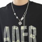 Heart Pendant Chain Necklace 1242 - Silver - One Size