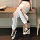 Harem Cutout Pants White - One Size