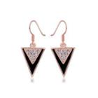 Elegant Plated Rose Gold Geometric Triangle Earrings With Austrian Element Crystal Rose Gold - One Size