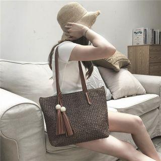 Woven Tassel Tote Bag