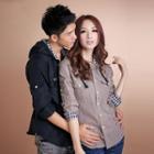Couple Matching Gingham Panel Hooded Jacket