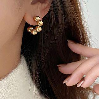 Bead Stainless Steel Open Hoop Earring 1 Pr - Gold - One Size