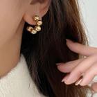 Bead Stainless Steel Open Hoop Earring 1 Pr - Gold - One Size