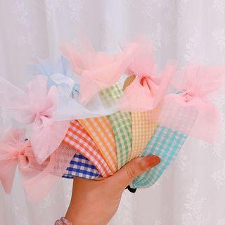 Mesh Bow Plaid Headband