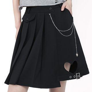 Heart Cut Out Pleated Skirt