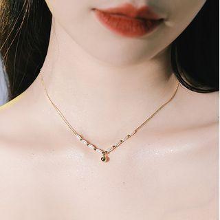 Faux Pearl Alloy Pendant Necklace Gold - One Size