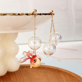 Goldfish Glass Bead Asymmetrical Dangle Earring