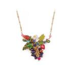 Fashion Sweet Plated Gold Enamel Strawberry Grape Necklace With Cubic Zirconia Golden - One Size