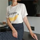 Banana Printed Lettering T-shirt