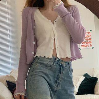 Mock Two-piece Cropped Cardigan