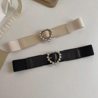 Heart Faux Pearl Elastic Belt