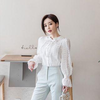 Tie-neck Textured Blouse
