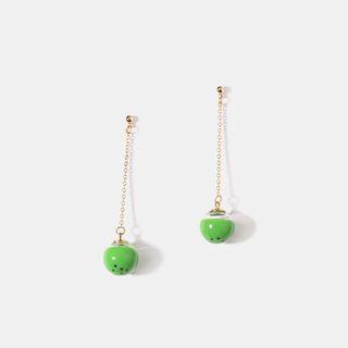 Bead Dangle Earring Gold & Green - One Size
