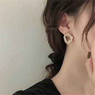 Irregular Faux Pearl Hoop Earring 1 Pair - Gold - One Size