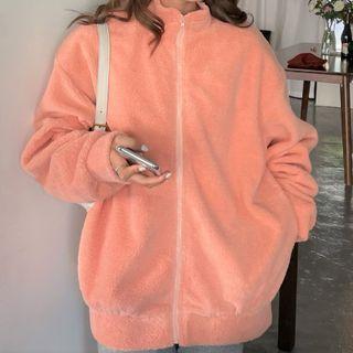 Fleece Zip Jacket Orange Pink - One Size