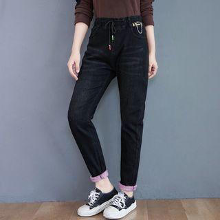 High-waist Drawstring Stretched Pants