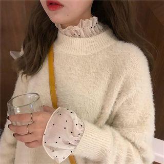 Mock Neck Sweater / Dot Blouse