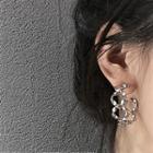 Helical Alloy Open Hoop Earring 1 Pair - Silver Needle - Silver - One Size