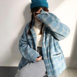 Corduroy Plaid Button-up Jacket