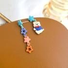 Bear Star Asymmetrical Glaze Alloy Earring 1 Pair - Blue - One Size