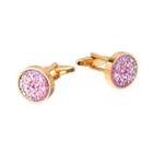 Fashion Bright Plated Gold Geometric Round Cufflinks With Colorful Cubic Zirconia Golden - One Size