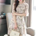 Flap-front Tie-waist Floral Dress