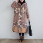 Quilted Floral Print Hooded Button-up Coat