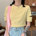 Cut-out Short-sleeve Cropped T-shirt