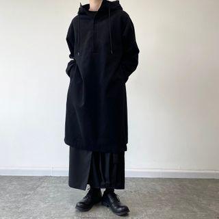 Plain Hooded Slit Jacket