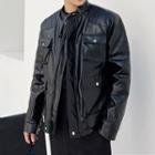 Stand-collar Leather Jacket