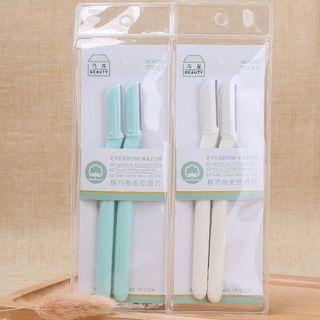 Set Of 2: Foldable Eyebrow Razor Light Green & White - One Size