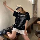 Short-sleeve Reversible Letter Print T-shirt