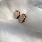Leopard Print Alloy Open Hoop Earring 1 Pair - Brown - One Size