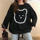 Bear Print Pullover Black - One Size