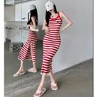 Striped Slim-fit Midi Dress