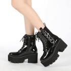 Block Heel Metal-accent Short Boots