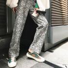 Snakeskin Print Straight Cut Faux Leather Pants