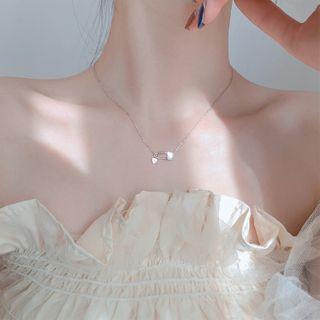 925 Sterling Silver Rhinestone Safety Pin Pendant Choker